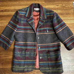 vintage The Limited blanket coat wool blend Southwest M L cropped sleeves